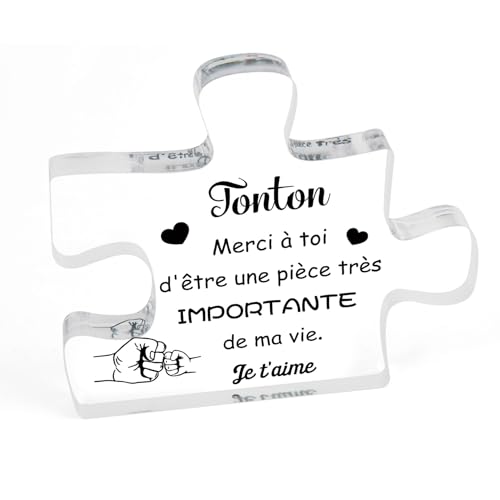 Hisxierng Cadeau Tonton Cadeau Tonton Anniversaire Cadeaux Fête des Pères pour Oncle Acrylique Puzzle Idée Cadeaux Merci Fete des Peres Anniversaire Noel...