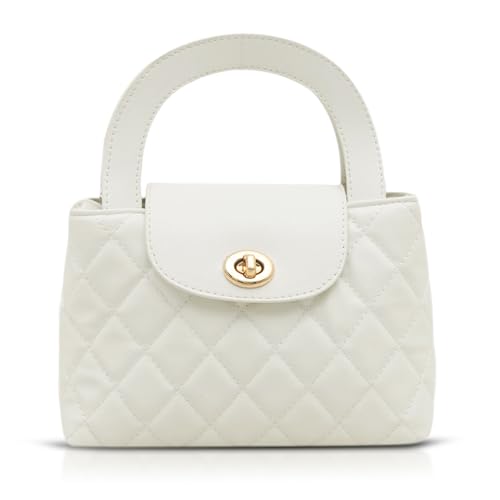 Bolso Tote para mujer de cuero vintage color blanco