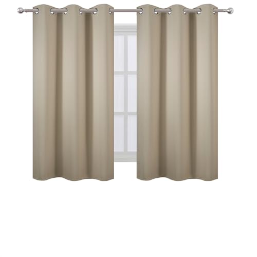 Image of LEMOMO Beige Blackout Curtains 42 x 54 Inch Length Set of 2 Panels Grommet Bedroom Curtains for Living Room