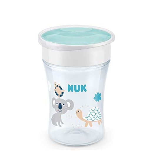 NUK Magic Cup doftmugg | läckagesäker 360° drickkant | 8+ månader | BPA-fri | 230 ml | kol/sköldpadda (vit)
