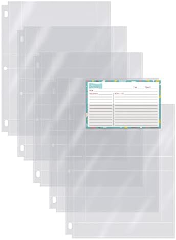 Recipe Card Protective Sheets for 4" x 6" Cards, Letter Size 8.5" x 11" 2-Up Sheets, 50 Pack, Heavyweight, Diamond Clear, Fits Standard 3 Ring Binder, by Better Kitchen Products, Holds 200 Total Cards