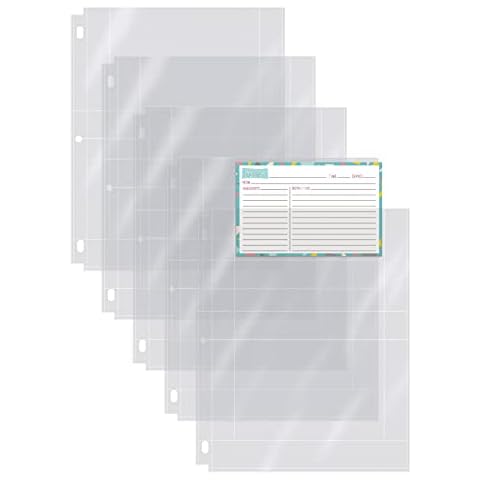 Better Kitchen Products Recipe Card Protective Sheets for 4" x 6" Cards, Letter Size 8.5" x 11" 2-Up Sheets, 50 Pack, Heavyweight, Diamond Clear, Fits Standard 3 Ring Binder, Holds 200 Total Cards Cover