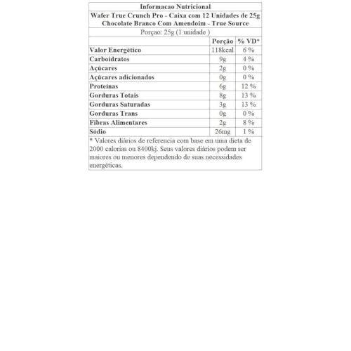 Wafer Proteico True Crunch Pro Chocolate Branco 25g True Source 12 Unidades