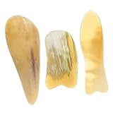 SEWOART 3-teiliges Set Gua Sha Büffelhorn Gesichtsmassagegerät Körpermassagegerät Ochsenhorn Gua Sha Unschädliches Schabwerkzeug