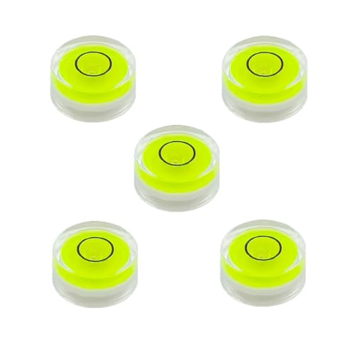 YMGBHNKJLS 5Pcs Small Circular Bubble Levels with Double Sided Adhesive Bottom Mini Little Stick-on Bubble Spirit Level Measuring Layout Tools Levels (15x8mm)
