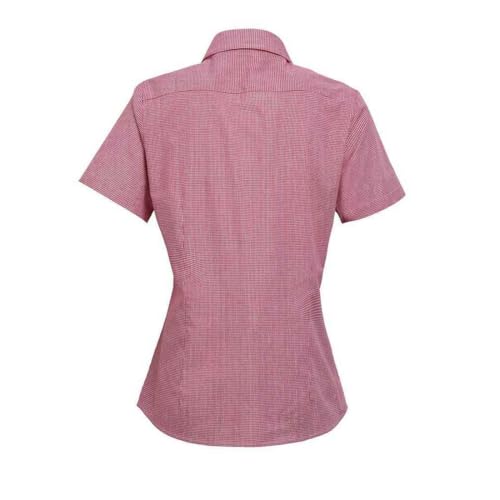 Image of Premier Womens/Ladies Microcheck Short Sleeve Cotton Shirt (2XL) (Black/White)