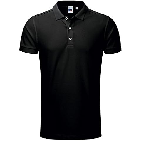 Russell 566M Mens Short Sleeve Stretch Polo Shirt - Black - Small Cover