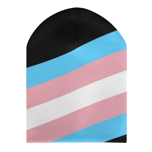 Transgender Pride LGBTQ Kids Beanie Hat for for Girls Boys Children Cap Winter Knitted Chemo Cancer Headwear Accessories Gifts Decoration Black3