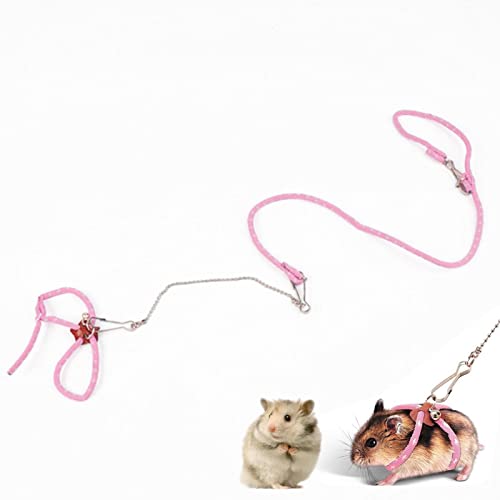Leine für Hamster | Verstellbare Geschirrleine für Haustiere | Kleines Haustiergeschirr mit Glocke für Zwerghamster, Rennmaus, Maus, Frettchen, Chinchilla, Frettchen, Eichhörnchen Cover