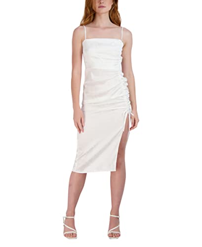 BCBGeneration Vestido midi con cuello recto y tirantes delgados para mujer, Oasis, X-Large