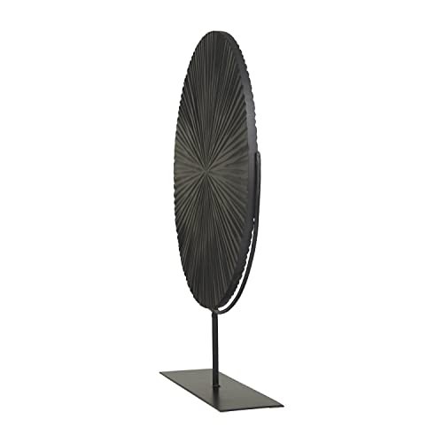 Cosmoliving By Cosmopolitan Metal Starburst Carved Sculpture With Stand, 18.40L X 4.30W X 23.25H, Black #TOP6