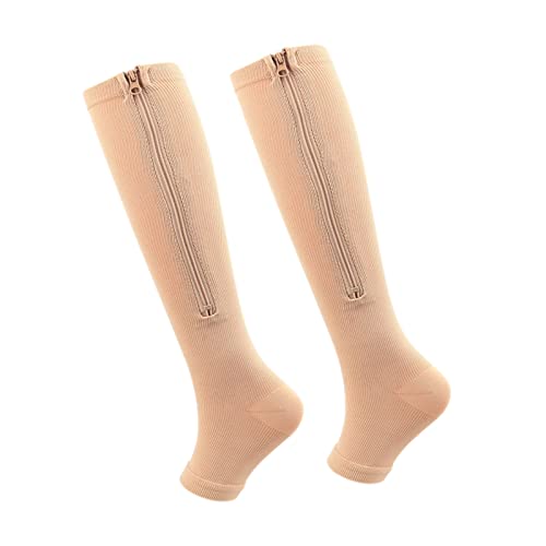 Meias de Compressão Com Zíper, Meias de Compressão Nylon Material Respirável Elástico Prático Confiá