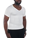 KOCLES Gynecomastia Compression Shirts for Men, Shapewear Slimming Body Shaper Undershirt, V-Neck Baselayer T-Shirt for Workout Sports, Fajas para Hombres (White, Medium)