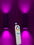 Modern Up and Down Lights Outdoor Wall Sconce, Remote Control RGB Color Changing RGB+CCT Outdoor Wal
