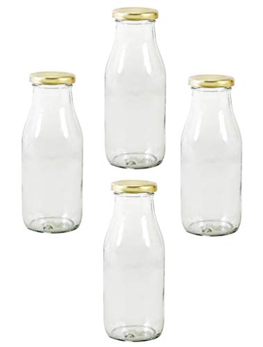 Image of Pure Source India Glass Milk Water And Juice Bottle - 500 Ml, 4 Pieces, Transparent