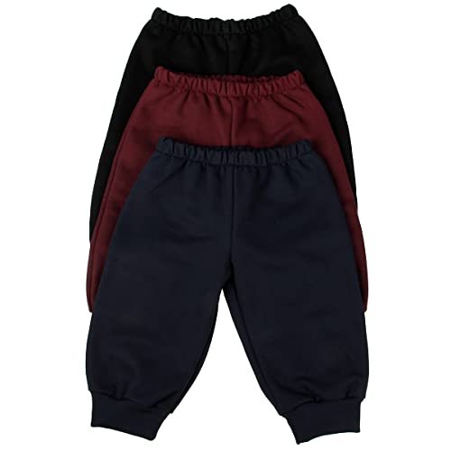Calça de Moletom Para Bebês 6 a 18 Meses - Kit 3 Calças (Preta, A...