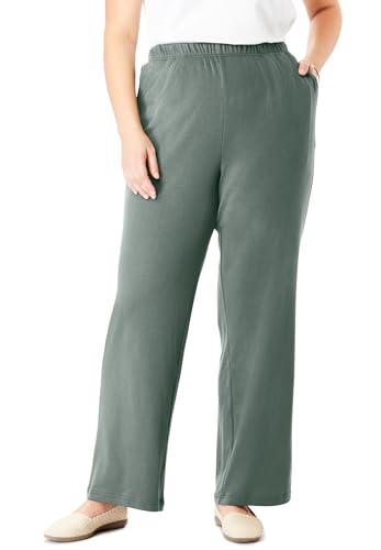 Woman Within Plus Size 7-Day Knit Wide-Leg Pull-On...