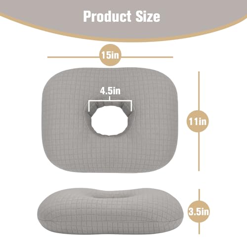Ear Piercing Pillow for Side Sleepers, Ear Pillows with Holes for Pain, Earring Inflammation Pressure Sores, Cotton Earring Pillow for CNH Side Sleepers