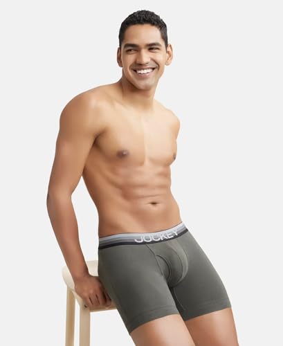 Image of Jockey ZN03 Men's Super Combed Cotton Elastane Stretch Solid Boxer Brief with Ultrasoft Waistband