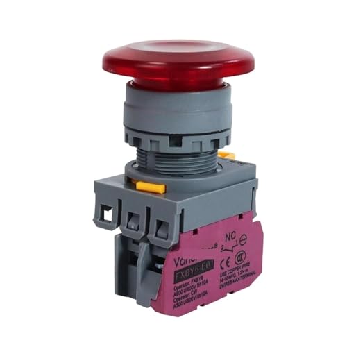 Interrupteur 22mm FXBY6 rouge autobloquant 1NO1NC avec voyant LED 12V pour panneau