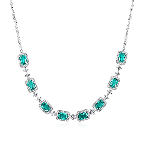 Collier émeraude pour femmes, chaîne en argent sterling 925 idéale pour un mariage