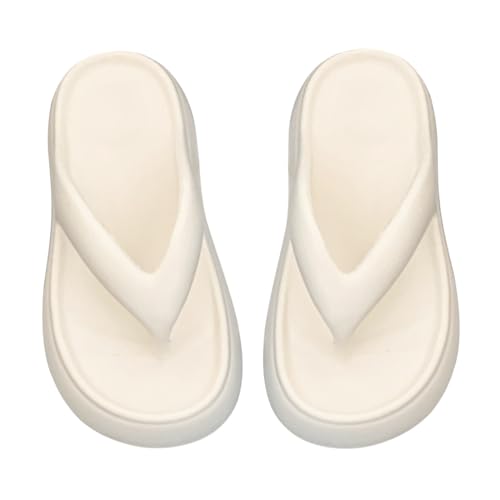 Harssidanzar sandalias de plataforma de mujer en EVA, tacón de 6 cm suela gruesa sandalias de dedo de moda para todos los días y la playa HL228EU,Blanco, Talla 37/38
