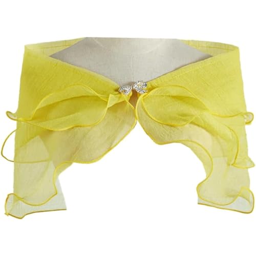 Bridesmaid Wedding Cape Sheer Shawls and Wraps for Evening Dresses Women Fashion Scarves Cover Up for Summer (Yellow)