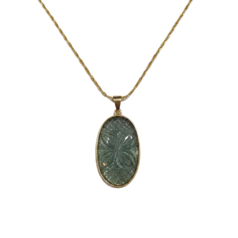 Pendentif quartz arc-en-ciel naturel grand format 44x26mm avec chaîne
