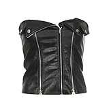 Punk Rock Leather Strapless Crop Tops for Women Steampunk Sexy Goth Black Bandeau Top Gothic Alt Y2k Sleeveless Top
