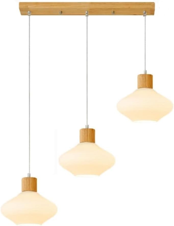 Suspension kxtmm en verre crème et bois pour un éclairage d'exception