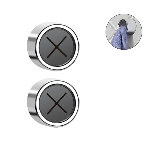Self-Adhesive Tea Towel Holders - 2pcs Round Bathroom Tea Towel Hooks Stick on Wall Self-Adhesive Round Tea Towel Holder Push in Towel Holder - for Shower Bathroom Kitchen & Home No Drilling Required