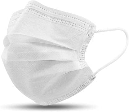 LIVYOR 100 Pcs. Surgical 3 Ply Mask With Nose clip, Non Woven Fabric, Ultra Soft Ear loops Disposable 3 Layer Pharmaceutical Breathable Pollution Face Mask For Men, Women, Kids Blue (White)