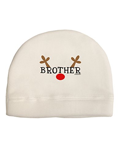 TOOLOUD Matching Family Christmas Design - Reindeer - Brother Child Fleece Beanie Cap Hat White
