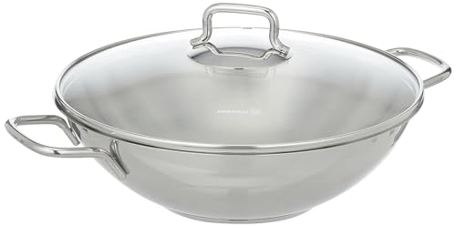 Korkmaz Perla en acier inoxydable de cuisine de Cocotte, faible Cocotte, Wok, casserole, casserole avec bec avec Tri-Ply Fond encapsulé avec couvercle Wok