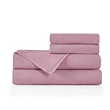 BASIC CHOICE Brushed Microfiber Bed Sheet Set, Standard 100 by Oeko-Tex, Rouge, King, 4 Pieces