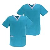  MISEMIYA - Pack*2 - Camisa Camisetas Mujer Medica Mangas Cortas Uniforme Médicos Enfermera Ddentistas G713 - L, Verde