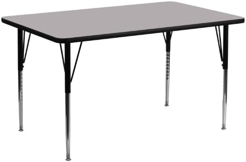 Flash Furniture 30''W x 72''L Rectangular Grey Thermal Laminate Activity Table - Standard Height Adjustable Legs
