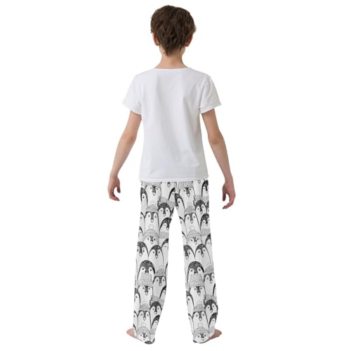ZZXXB Retro Penguin Boys Long Pants Soft Trousers Elastic Waist Kids Lounge Bottoms with Pockets S-XL3