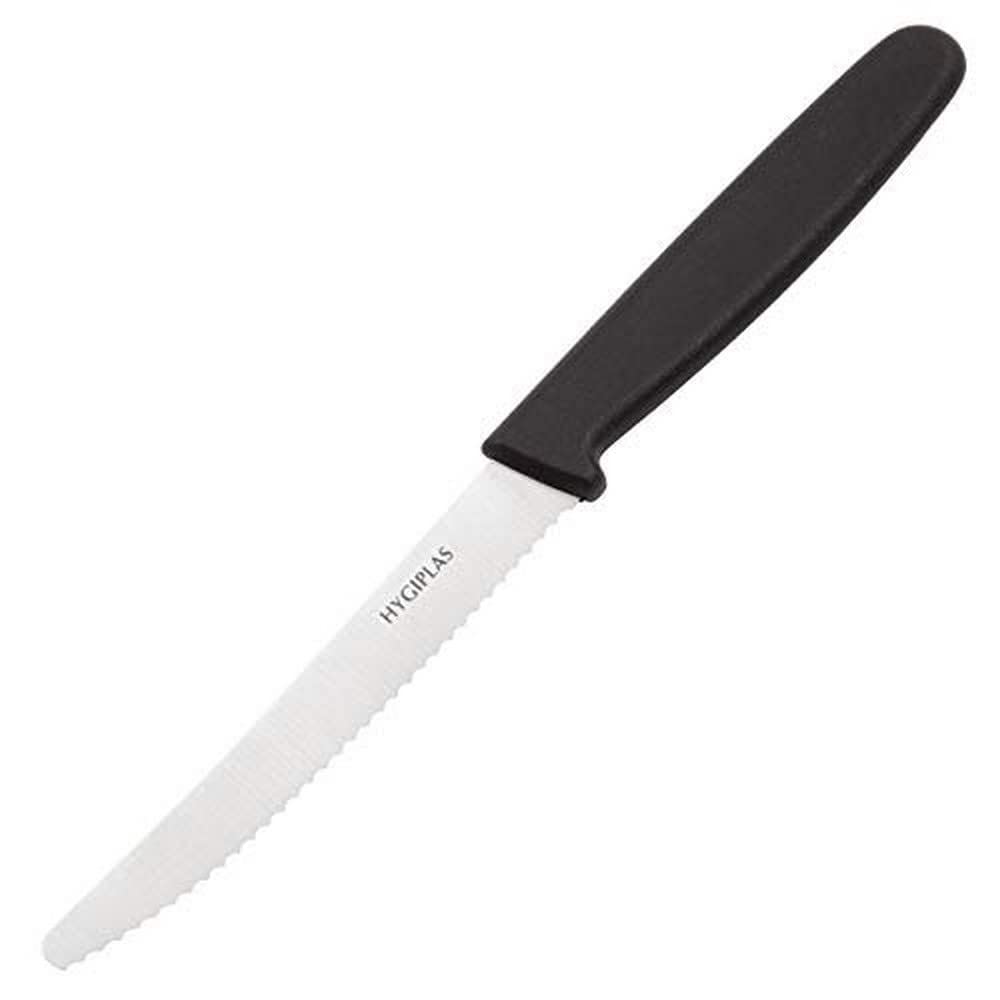 Hygiplas Serrated Tomato Knife Black 10.5cm - Utility Kitchen Knife Dishwasher Safe CF897