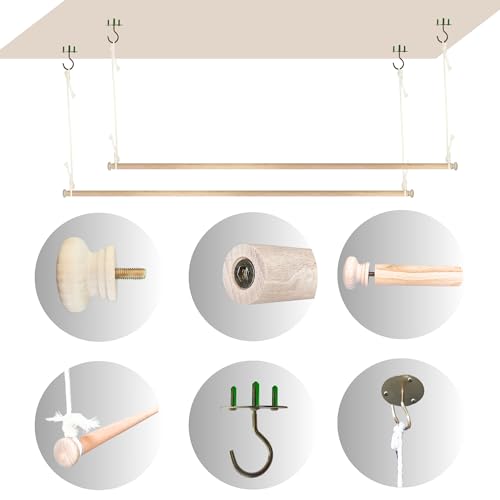Beyeutao Wood Bed Canopy Frame 63 inches Bed Curtains Frame Solid Wooden Bed Poles Hanging Bed Poles Canopy Bed Frame Play Tent Frame Suitable for All Beds. - Thumbnail 2