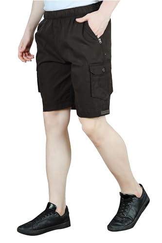 Image of Men Cotton Regular Fit Solid Short | 2 Zipper Pocket | 3 Button Pockets | Versatile Half Pants for Everyday -