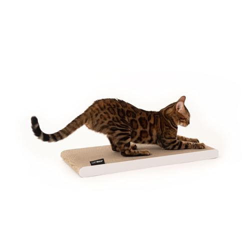LucyBalu® SCRATCHPAPER Kratzpappe aus hochwertiger Wellpappe | Katzen Kratzmatte aus Pappe| Kratzbrett für Katzen | Katzenbrett aus Wellpappe | Katzenkratzbrett umkehrbar | Katzen Kratzpad | weiß