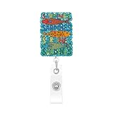 Summer Badge Reel Sea Fish Badge Holder Funny Glitter Colorful Sea Fish ID Name Card Retractable Badge Holder with Alligator Clip Acrylic Ocean Gifts for Nurse Nursing Student Teacher
