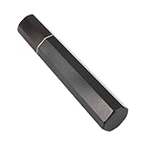 Mango artístico hecho a mano de madera de sandalia negra adornado con anillo de cobre, ideal para artesanía, agarre suave incluso octogonal