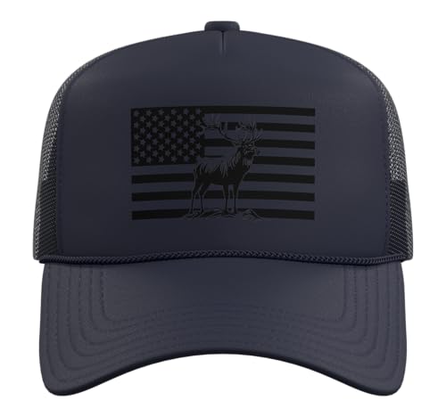 Image of Outdoor Antlers Elk Deer Hunting Trucker Hat with Adjustable Mesh Back