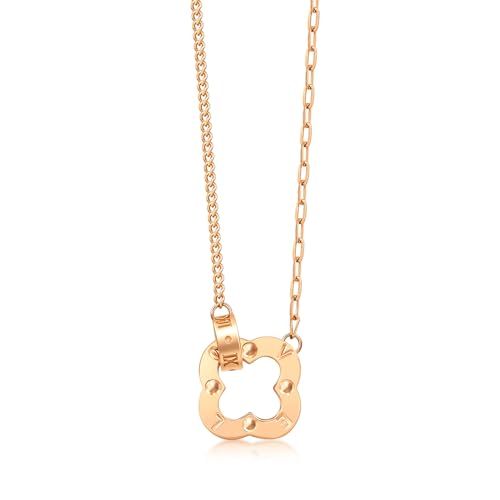 Image of CHOW SANG SANG Delicate Gold 18K Rose Gold MINTY Collection Four-Leaf Clover, Collar Necklace for Women 94361N | 18.5 Inches, (47 CM)