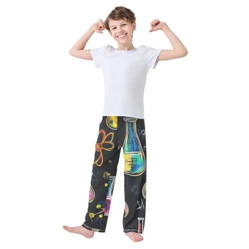 ZZXXB Chemistry Experiment Pattern Boys Long Pants Soft Trousers Elastic Waist Kids Lounge Bottoms with Pockets S-XL3