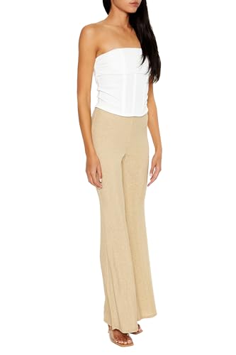 Pantalon évasé taille haute à paillettes extensible et confortable