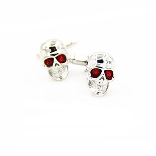 MT Men's Skull Cufflinks Plating Copper Skull Cuff Links 1 Pair Set (Style One)