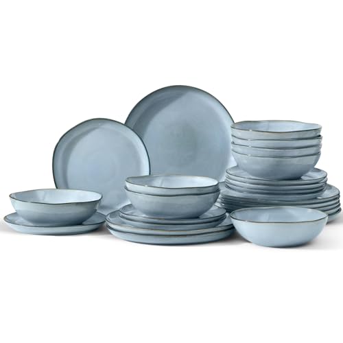 Onader Juego de vajilla de 24 piezas, color azul